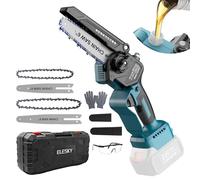 Motosega a Batteria 6” - Motosega a Una Mano con Set 8” (2-in-1), Oliatore Automatico, Tensionamento Catena Senza Attrezzi, Valigetta, 2 Barre Guida e 2 Catene con Coprilama, senza batteria