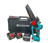 Motosega a Batteria 8" Brushless 21V con 2 Batterie, Olio e Valigetta