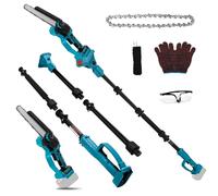 Motosega a batteria compatibile con batteria Makita da 18 V, 2 in 1, mini motosega da 8 pollici, senza spazzole con asta di prolunga da 2 m, allungabile fino a 4,5 m, per la cura del giardino (senza