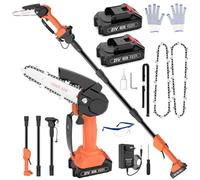 Motosega a Batteria con Asta, Sega Elettrica Telescopica & Motosega 6" 2 in 1, Motosega Telescopica Elettrica a Batteria Per Potatura Alberi Girdini Rami Vigneti Arbusti Con Guanti Occhiali Protettivi
