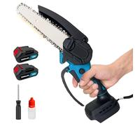 Motosega a batteria da 6 pollici per batteria Makita da 18 V, senza fili, con 2 batterie da 3 mAh e caricabatterie, 750 W, catena e olio per giardinaggio, taglio e taglio del legno