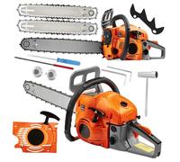 Motosega a Scoppio 58cc 5,9CV, Barre 16" e 18" + 4 Catene, Motore 2 Tempi Potente, Affidabile, Perfetta per Taglio Legna, Potatura, Abbattimento Alberi