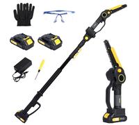 Motosega elettrica 2 in 1 e motosega elettrica da 6 pollici, mini motosega con batteria 2 x 2000 mAh, motore senza spazzole, telescopico, con manico telescopico altezza fino a 3,5 m