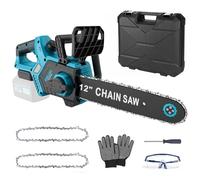 Motosega elettrica a batteria, 12 pollici, compatibile con Makita 18 V (senza batteria), motosega a batteria senza spazzole, motosega a batteria, 30 cm, per lavorazione del legno e giardino