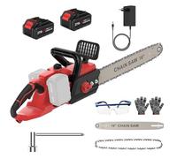 Motosega elettrica a batteria da 16 pollici, 42 V (21 V x 2), con batteria da 2 x 4000 mAh, motore senza spazzole, lubrificazione automatica della catena, lunghezza di 40 cm, per legna da ardere e
