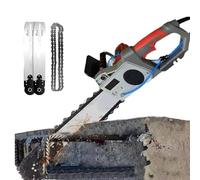 Motosega portatile senza spazzole con 2 catene/2 barre di guida, motosega for taglio cemento, taglierina diamantata for muri, for barre d'armatura scanalate, marmo, mattoni e(350)