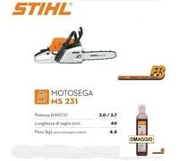 Motosega STIHL MS 231 - Barra 45 CM - HP 2,7 + 100 ml olio miscela STIHL