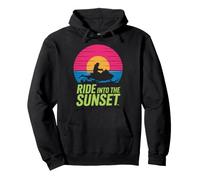 Motoslitta retrò con Scritta Ride Into The Sunset Felpa con Cappuccio