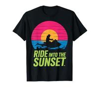 Motoslitta retrò con Scritta Ride Into The Sunset Maglietta