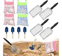Mototo Set da 12 giocattoli da spiaggia con 4 pala a rete, 4 sacchetti a rete con conchiglie, 4 pala piccola, paletta per sabbia, setaccio per denti di squalo, borsa da raccolta per conchiglie, kit di