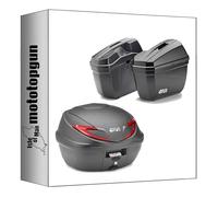 MOTOTOPGUN givi bauletto b360n2 + valigie laterali e22n nero 80 lt + attacco compatibile con honda nc 750 x 2016 2017 2018 2019 2020 b360n2 + e22n + pl1146 + 1146fz + m5m