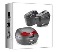 MOTOTOPGUN givi bauletto e340n2 + valigie laterali e22n vision nero 78 lt + attacco compatibile con honda nc 750 x 2016 2017 2018 2019 2020 e340n2 + e22n + pl1146 + 1146fz + m5m