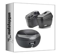 MOTOTOPGUN givi bauletto v40nt + valigie laterali e22n nero tech 84 lt + attacco compatibile con honda crf 1000 l africa twin adventure sports 2018 2019 v40nt + e22n + plr1161 + sr1161 + m5