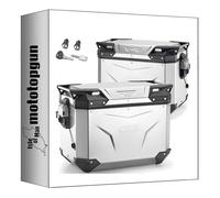 MOTOTOPGUN givi valigie laterali obkev48aal + obkev48aar monokey cam-side trekker outback evo smart alluminio anodizzato + serratura 96 lt + attacco compatibile con bmw r 1250 gs adventure 2023 2024
