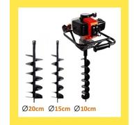 Mototrivella/Trivella a scoppio 52cc (51,7cc) Professionale + 3 Punte Elicoidali da Ø 10/15/20cm Colore Orange GrecoShop (Cod. 1898)