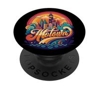 Motown Detroit City Skyline Vintage Inspired 70s Lovers PopSockets PopGrip Adesivo