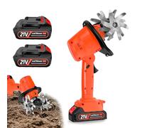 Motozappa a Batteria, 21V Motocoltivatore da Giardino con 2 Batterie 3000mAh Zappatrice Elettrica con 4 Lame in Metallo 10cm Larghezza di Lavoro 10cm Profondità di Lavoro 235 Giri/min Velocità