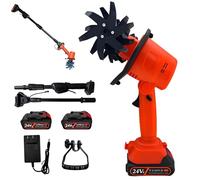 Motozappa a Batteria, 24V Motocoltivatore Elettrica da Giardino con 2 1500mAh Batterie, Larghezza/profondità di Lavoro 10cm, 4 Lame in Acciaio, Doppio Pulsante, per Coltivazione, Diserbo