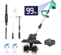 Motozappa a Batteria con Tracolla & Display Digitale | Motore Brushless 500W | Larghezza 23cm | Compatibile Batterie Makita 18V & DeWalt 20V | Motocicletta elettrica senza fili 21 V