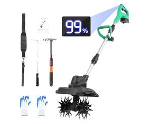 Motozappa a Batteria con Tracolla & Display Digitale | Motore Brushless 500W | Larghezza 23cm | Compatibile Batterie Makita 18V & DeWalt 20V | Motocicletta elettrica senza fili 21 V