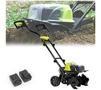 Motozappa a batteria, Motozappa da giardino a batteria con batteria ricaricabile e caricatore per lavorazione del terreno, Profondità 18 cm, Larghezza terreno coltivato 36 cm, Coltivatore regolabile