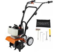 Motozappa a Scoppio, Motore 52cc, Larghezza di Lavoro 30 cm, Profondità 15 cm, Kit Attrezzi Incluso, Zappa per Terreno