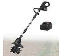 Motozappa Elettrica Da Giardino A Batteria Con Batteria Da 21 V, Con Profondità Di Fresatura Di 25 Cm E Larghezza Di Fresatura Di 20 Cm, Per Giardino, Cortile,Black-FourBlades-1battery