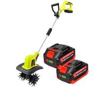 Motozappa elettrica da giardino, coltivatore a batteria con 4 lame in acciaio per un giardinaggio efficiente