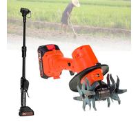 Motozappa Elettrica Da Giardino,Motocoltivatore A Batteria Da 21v,Coltivatore Portatile Per Terreno,235 Giri/Min,Larghezza Di Fresatura Di 10 Cm E Profondità,With1.3mExtension-2batteries