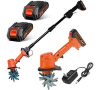 Motozappa elettrica senza fili, coltivatore da giardino portatile con lame in acciaio al manganese, 235 giri/min per scavare il terreno e manutenzione del prato