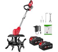 Motozappa senza fili per Batteria Makita 21V, Motozappa a Batteria Con 2 batterie da 4000 mAh e caricatore, larghezza di lavoro 30 cm, profondità di lavoro 36 cm, Motozappa Elettrica