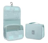 Motroce Beauty case pieghevole da viaggio, impermeabile, portatile, multifunzione, organizer da viaggio con gancio per appendere, Azzurro chiaro