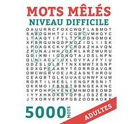 Mots Meles Adultes 5000 Mots: Mots Caches Grand Format NIVEAU DIFFICILE Gros Caracteres avec Solutions 250 Grilles