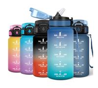 Motswedi Borracce 500 ml con Marcatore di Tempo, Borraccia Acqua, Riutilizzabile Borraccia, Palestra con Cannuccia, Bottiglia d'acqua Sportiva, per Fitness, Lavoro, Scuola, Ufficio, Blu & Verde