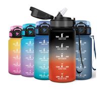 Motswedi Borracce 500 ml con Marcatore di Tempo, Borraccia Acqua, Riutilizzabile Borraccia, Palestra con Cannuccia, Bottiglia d'acqua Sportiva, per Fitness, Lavoro, Scuola, Ufficio, Nero & Rosso