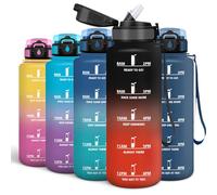 Motswedi Borracce1.5 litri, Borraccia Sportiva con Time Marker, Borraccia Acqua Palestra, Riutilizzabile per Sport, per Fitness, Palestra, Corsa, Ciclismo e Escursionismo, Nero & Rosso