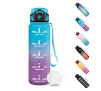 Motswedi Borraccia 0.5 litri, Borraccia Palestra, a Prova di Perdite, Bottiglia acqua, Con Marca Temporale, Borracce per Scuola, Yoga, Sport, Pilates, Viaggi - Blu&Viola