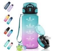Motswedi Borraccia 0.5L, a Prova di Perdite, Borraccia con Cannuccia, Reutilizables, Senza BPA, Borracce Motivazionale per Scuola, Palestra, Running, Ciclismo, Verde Rosa