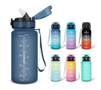 Motswedi Borraccia, 0.5L Senza BPA, Borraccia con Cannuccia, Adatto Gassato, Borraccia Motivazionale, A Prova di Perdite, Bottiglia Acqua, Borraccia Acqua per Scuola, Palestra, Campeggio - Blu navy