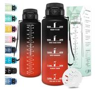 Motswedi Borraccia 1,5 litri, a Prova di Perdite, Borraccia Motivazionale, Riutilizzabile, Bottiglia Acqua, Senza BPA, Borracce, per Palestra, Ufficio, Sport, Ciclismo, Running, Nero Rosso
