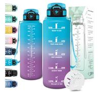 Motswedi Borraccia 1,5 litri, a Prova di Perdite, Borraccia Motivazionale, Riutilizzabile, Bottiglia Acqua, Senza BPA, Borracce, per Palestra, Ufficio, Sport, Ciclismo, Running, Blu Viola