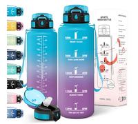 Motswedi Borraccia 1,5 litri, a Prova di Perdite, Borraccia Palestra, senza BPA, Borracce con Cannuccia, Con 2 Tappi, Bottiglia Acqua, Borracce 1 litro, Per Scuola, Ufficio, Sport, Blu Viola