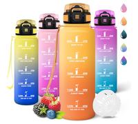 Motswedi Borraccia 1,5 litri, Riutilizzabile, Borraccia Motivazionale, a Prova di Perdite, Bottiglia Acqua, Senza BPA, Borracce, per Sport, Palestra, Ufficio, Ciclismo, Ambra&Arancio