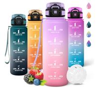 Motswedi Borraccia 1,5 litri, Riutilizzabile, Borraccia Motivazionale, a Prova di Perdite, Bottiglia Acqua, Senza BPA, Borracce, per Sport, Palestra, Ufficio, Ciclismo, Viola chiaro&Rosa