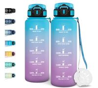 Motswedi Borraccia 1,5 litri, Riutilizzabile, Borraccia Palestra, a Prova di Perdite, Bottiglia Acqua, Facile da Trasportare, Borracce, per Sport, Ciclismo, Palestra, Ufficio, Running, Blu & Viola