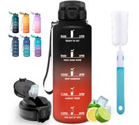 Motswedi Borraccia 1.5 Litro, Borraccia Palestra, Comprende 6 Paglie e 1 Spazzola di Spugna, Bottiglia d'acqua Sportiva, Bottiglia Acqua 1.5l, per Palestra, Viaggi, Ciclismo, Rosso Nerastro