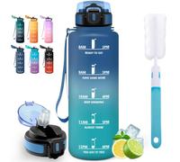 Motswedi Borraccia 1.5 Litro, Borraccia Palestra, Comprende 6 Paglie e 1 Spazzola di Spugna, Bottiglia d'acqua Sportiva, Bottiglia Acqua 1.5l, per Palestra, Viaggi, Ciclismo, Blu-Verde
