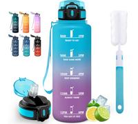 Motswedi Borraccia 1.5 Litro, Borraccia Palestra, Comprende 6 Paglie e 1 Spazzola di Spugna, Bottiglia d'acqua Sportiva, Bottiglia Acqua 1.5l, per Palestra, Viaggi, Ciclismo, Blu-Violaceo