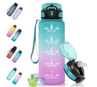 Motswedi Borraccia 1.5L, a Prova di Perdite, Borraccia con Cannuccia, Reutilizables, Borraccia Palestra, Senza BPA, Borraccia Motivazionale per Palestra, Ufficio, Running, Ciclismo, Verde Rosa