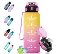Motswedi Borraccia 1.5L, a Prova di Perdite, Borraccia con Cannuccia, Reutilizables, Senza BPA, Borracce Motivazionale per Scuola, Palestra, Running, Ciclismo, Giallo Rosa